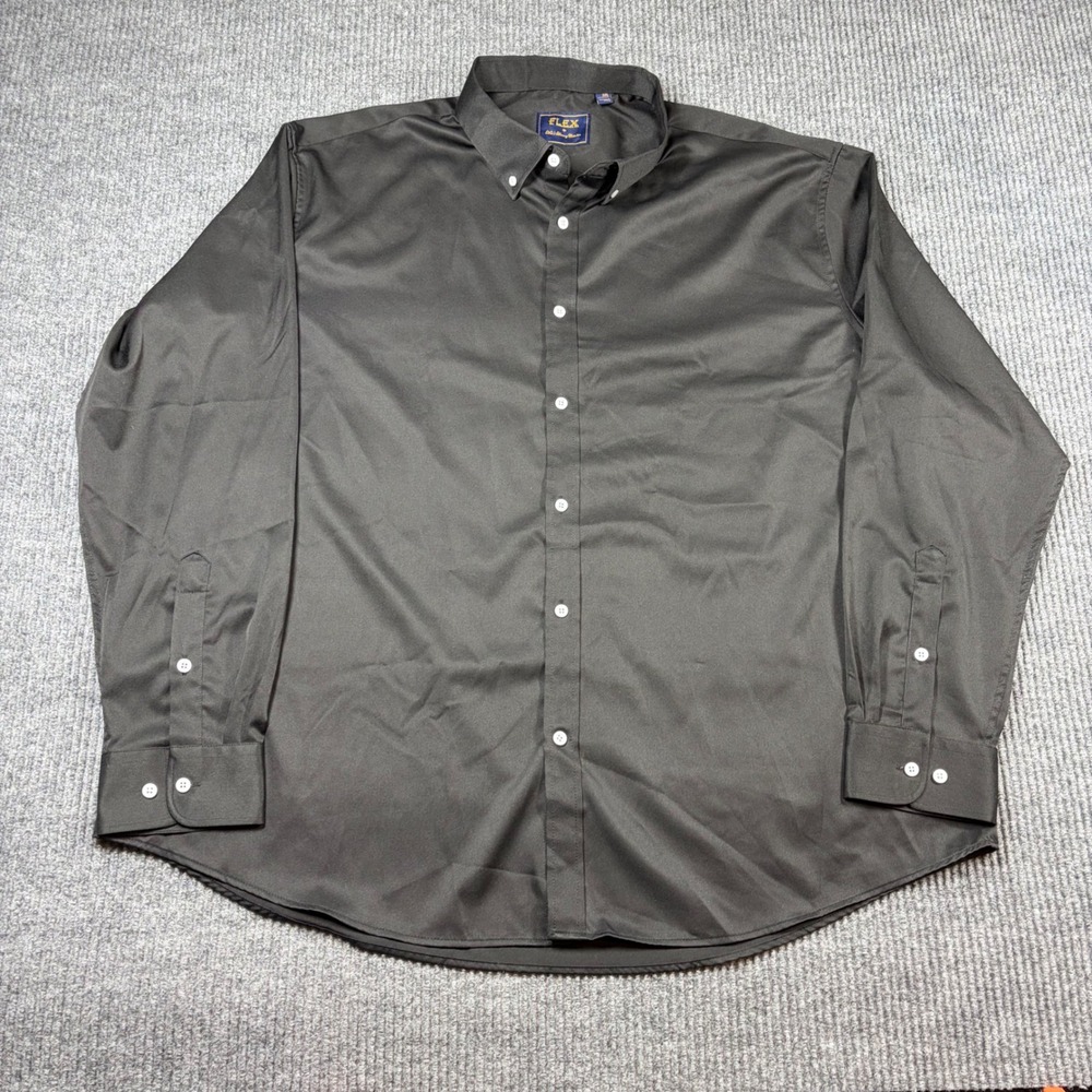 FLEX Shirt Men's 3XL Luxury Collection Black Button Down Dress Design in Italy